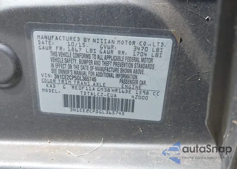 2016 Nissan Versa Note S Plus from USA, damaged, VIN 3N1CE2CP5GL365745